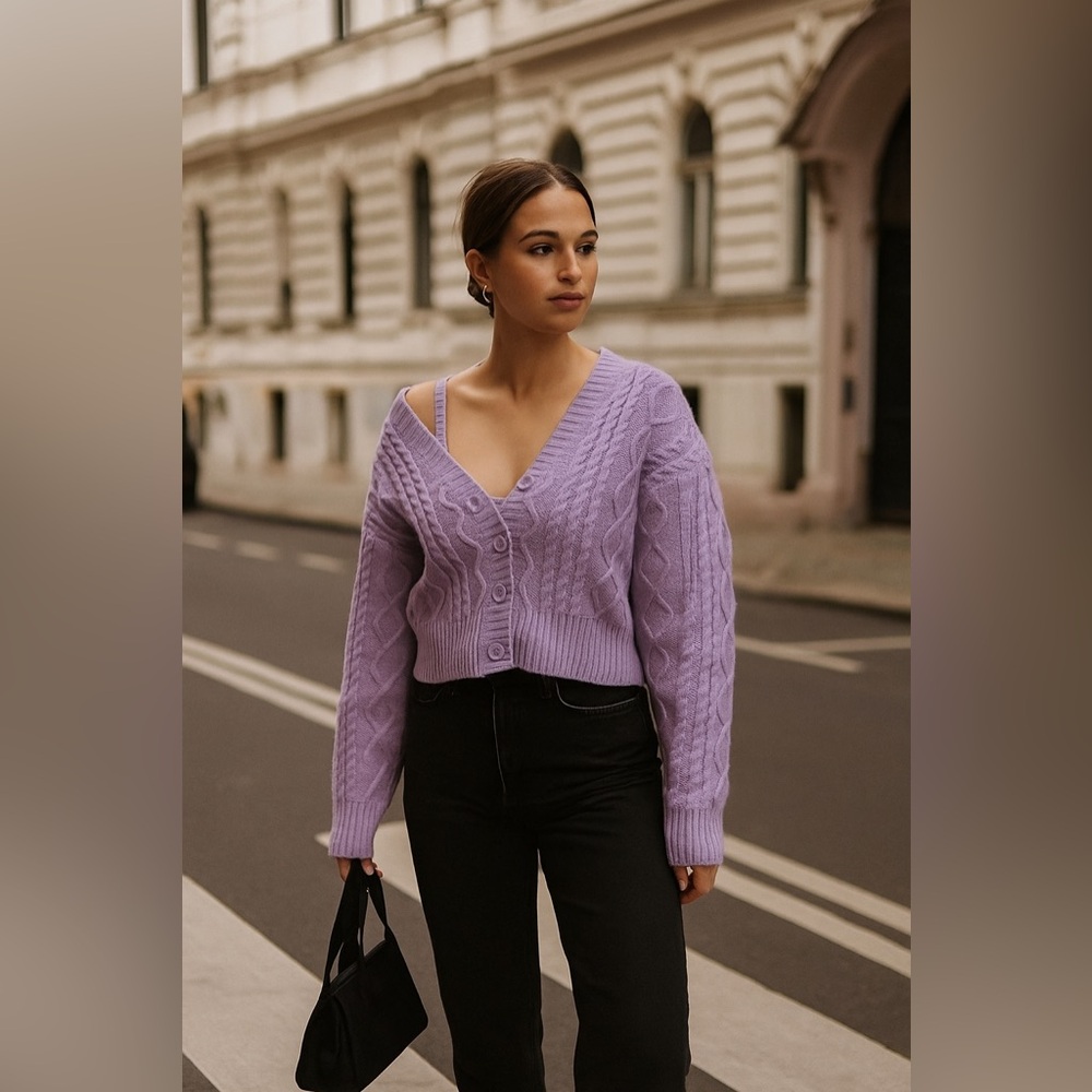 woven heart lavender y2k crop top + cardigan set nov sale - Picture 10 of 10